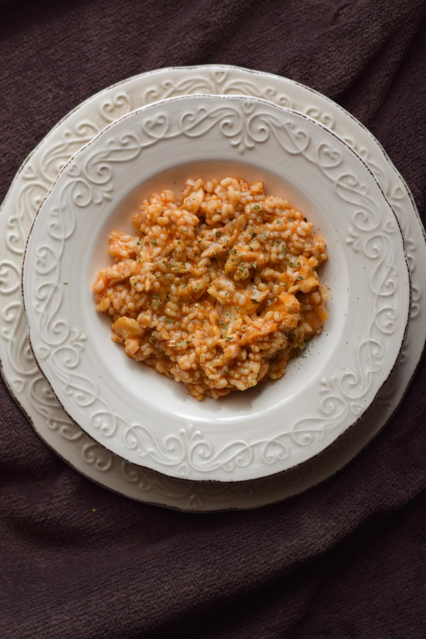 Food photography - Hake risotto - Italian-inspired risotto dish and culinary photography